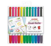 Alpino - Set de 12 Rotuladores Doble Punta | Marcadores de Alta Precisión para Escribir, Resaltar y Dibujar | Rotuladores Punta Fina y Biselada | Tinta Pigmentada Resistente al Agua y a la Luz