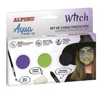 Alpino Set de caracterización Aqua Make up Bruja | Maquillaje Facial y Corporal Base Agua | Ideal para Disfraces de niños y Adultos | Pintura Base Agua para Uso recreativo y semiprofesional