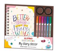 Alpino Set Decora tu Mini Diario - Kit Creativo con Cuaderno, Pegatinas, Washi Tapes y Bolígrafos - Manualidad Scrapbooking