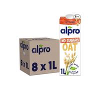 Alpro Avena Sin Azúcar Bebida Vegetal de Larga Duración Vegano/Sin Lácteos 1L Pack de 8