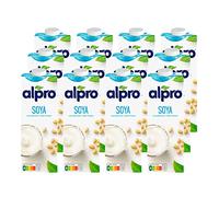 Alpro Bebida de soja original, vegana y sin lactosa, rica en proteínas vegetales, con calcio y vitaminas, paquete de 12 unidades (12 x 1 l) UHT