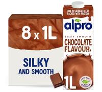 Alpro Bebida larga vida de chocolate de soja 1 litro, 100% a base de plantas, alternativa de leche vegana y sin lácteos | Paquete de 8