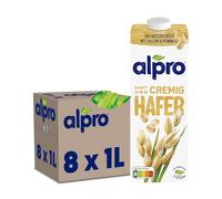 Alpro Haferdrink - Bebida vegetal natural original vegana, 8 x 1 L