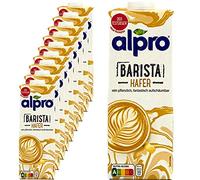 Alpro Set de 10 bebidas de avena barista de 1 litro, bebida de avena 100 % vegetal para hacer espuma para café y batidos