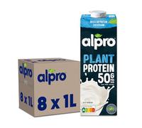 Alpro SOYA - Bebida de larga duración en proteínas de 1 litro, 100% a base de plantas, 50 g de proteína por paquete, alternativa de leche vegana y sin lácteos, paquete de 8