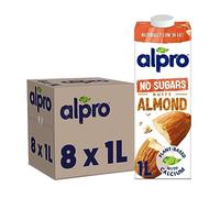 Alpro Unsweetened Almond Milk Cartons - Pack Size = 8x1Ltr