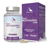 ALPS NATURE Trans-Resveratrol con NAD 120 Cápsulas - Resveratrol con NAD+ Antioxidante Celular y Antienvejecimiento - Cápsulas NADH para Bienestar Cognitivo, Vitalidad, Salud y Energía Celular