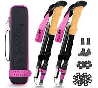 Alpteq® Bastones Plegables de Carbono con Ajuste telescópico y Mango de Corcho - Bastones de Trekking y Senderismo ultraligeros para montaña y Marcha nórdica - para Hombre y Mujer
