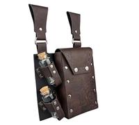Alquimia Medieval PU Cuero Cinturón Cintura Medieval Con 2 Botellas De Corcho Halloween Fantasía Wizard Cintura, marrón oscuro, talla única, Belleza masiva