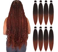 Alrence Pelo trenzado preestirado de 76 cm, 8 paquetes de extensiones de cabello sintético trenzado profesional de ganchillo (76 cm, T1B/350)