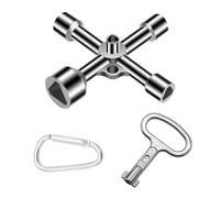 Alrens 1 llave de armario de control de 4 vías, 5 tamaños de 7 mm/10 mm/12 mm/13 mm/18 mm, llave triangular para caja eléctrica, gas, agua, medidor de electricidad, caja, armario