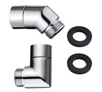 Alrens 2 adaptadores de ducha de mano de 90 grados + 135 grados, adaptador de conexión de manguera de ducha con arandelas, cabezal de ducha articulado, cabezal de ducha en ángulo para ducha de mano,