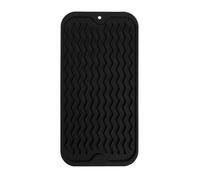 Alrens Esterilla protectora de silicona para escurrir platos, alfombrilla de goteo de silicona, fregadero de cocina, para secado rápido, 15 x 30 cm, negro