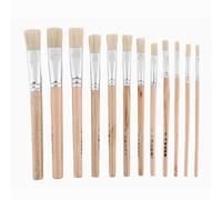 Alrens Juego de pinceles de cerdas con 12 lápices en 12 tamaños, mango blanco corto para pintura al óleo, acuarela y acrílico, ideal para artistas, estudiantes y proyectos escolares, juego de pinceles