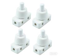 Alrens Paquete de 4 interruptores de presión empotrados de plástico blanco con rosca y tapa de rosca, 220 V ~ 60 Hz 10 A, interruptor de lámpara de repuesto para lámpara de escritorio, enfriador de