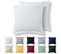Alreya Juego de 2 Fundas de Almohada 100% Algodón Jersey 40 x 40 cm - Blanco - Funda de Cojín para Cama - 40x40 cm Fundas de Cojínes de sofá hipoalergénica