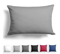 Alreya Mako Funda de almohada de raso, 40 x 60 cm, 100 % algodón, con cremallera YKK, muy suave, funda para cojín, con certificado Öko-Tex® Standard, color gris, incluye solo funda