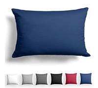Alreya Mako Funda de almohada de raso, 50 x 75 cm, 100 % algodón, con cremallera YKK, muy suave, funda para cojín, con certificado Öko-Tex® Standard, color azul, incluye solo funda