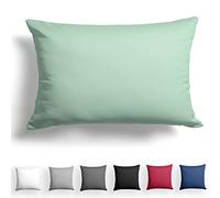 Alreya Mako Funda de almohada de raso, 80 x 80 cm, 100 % algodón, con cremallera YKK, muy suave, funda para cojín, con certificado Öko-Tex® Standard, color negro/rojo, incluye solo funda