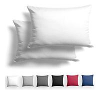 Alreya Mako Juego de 2 fundas de almohada de raso, 40 x 60 cm, 100 % algodón, con cremallera YKK, muy suave, funda para cojín, con certificado Öko-Tex® Standard, color blanco, incluye solo funda