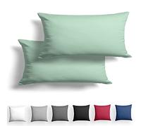 Alreya Mako Juego de 2 fundas de almohada de raso, 40 x 80 cm, 100 % algodón, con cremallera YKK, muy suave, funda para cojín, color gris/antracita, incluye solo funda