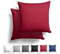 Alreya Mako Juego de 2 fundas de almohada de raso, 80 x 80 cm, 100 % algodón, con cremallera YKK, muy suave, funda para cojín, con certificado Öko-Tex® Standard, color rojo, incluye solo funda