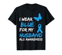 ALS Awareness I Wear Blue For My Husband Camiseta gráfica económica