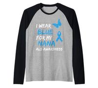 ALS Awareness I Wear Blue For My Nana Ribbon Camiseta Manga Raglan