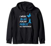 ALS Awareness I Wear Blue For My Niece Ribbon Sudadera con Capucha