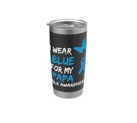 ALS Awareness I Wear Blue For My Papa Ribbon Vaso térmico de acero inoxidable de doble pared