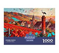 Alsacia Francesa Riquewihr Puzzle De Madera Impermeable DIY Puzzles De 1000 Piezas Regalos para Adultos Colorido Rompecabezas Decoración del Hogar