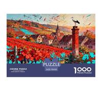 Alsacia Francesa Riquewihr Puzzle De Madera Impermeable Puzzles De 1000 Piezas Regalos para Adultos Colorido Rompecabezas Decoración del Hogar