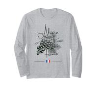 Alsacia Francia Uvas Viñedo Arte Vino Bandera Francesa Manga Larga