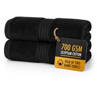 ALSAP Juego de 2 toallas de mano negras, ultra suaves, superabsorbentes, de algodón egipcio de 700 g/m², juego de ropa de baño, juego de toallas de mano de algodón de calidad de hotel, tamaño