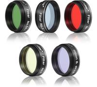 Alstar - Kit de 5 filtros telescópicos de 1.25 pulgadas con filtro naranja, verde, amarillo, azul y luna/cielo para mejorar la claridad y resolución de observaciones planetarias