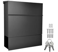 ALSTEN TECH Buzón de diseño Buzón de pared Buzón postal con compartimento para periódicos Negro Mate RAL 9017 apto para A4/C4