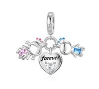 Alstiva Colgante de princesa y príncipe para siempre, plata de ley 925, circonita 5A, colgante para pulsera, colgante para pulseras europeas, collares, joyas, regalo para mujeres
