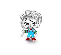 Alstiva Divertido colgante de figura de terror de plata de ley 925 con circonita 5A para pulsera, colgante para pulseras europeas, collares, joyas, regalo para mujeres, novias, damas