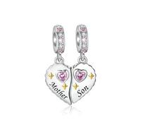 Alstiva Familia Amistad Amor Plata de ley 925 5A Zirconia Charm Colgante para Pulsera Charm Bead Pendant para Pulseras Europeas Collares Joyas Regalo para Mujer, Plata de ley, Circonia cúbica