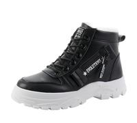 Alta Altura de Las Mujeres Que Aumentan la Plataforma de Zapatillas de Invierno Botas de Invierno con Forro de Peluche de Cuero Zapatos de Senderismo Superiores Casuales Impermeables con Cremallera