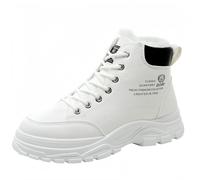 Alta Altura de Las Mujeres Que Aumentan la Plataforma de Zapatillas de Invierno Botas de Invierno con Forro de Peluche de Cuero Zapatos de Senderismo Superiores Casuales Impermeables con Cremallera