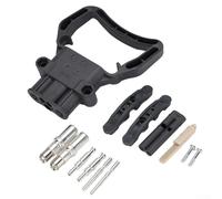 Alta corriente, conector rápido de carretilla elevadora 80A 160A 320A litio para carga de batería Terminal de cobre chapado en plata, para vehículos eléctricos UPS Equipo Industrial Negro (80A hembra)