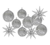 Alta gama globo de bola de discoteca 4d set, 4 globos disco inflables 22 pulgadas, 3 globos disco lámina 18 pulgadas y 3 decoraciones globos estrella plata para bodas y solteros discoteca 70s80s90s