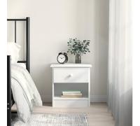 Alta Night Stand Solid Pine Wood White 41x35x41 cm with Drawer & Shelf, Rustic Bedside Table for Bedroom Living Room, Durable Untreated Surface, Easy to Clean & Maintain