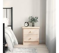 Alta Nightstand Pine Wood Solid 41x35x41 cm with 2 Drawers, Rustic Bedside Table for Bedroom & Living Room, Untreated Surface for Custom Finish, Durable Storage Furniture