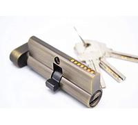 Alta Seguridad Bombin Cerradura 70mm Negro de latón cromado puerta cerradura cilindro con 3 Brass claves ordenador Antirrobo Inicio seguridad las perillas(AB)