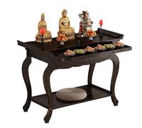 Altar budista, mesa de altar de meditación con almacenamiento, mesa de ofrenda para relajación y oración, santuario de Buda ancestral para sala de estar