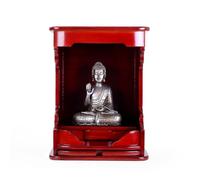 Altar de Buda de madera maciza para pared, mesa de ofrendas con plataforma de altura ajustable y estante extraíble, nicho budista del dios de la riqueza para sala de oración.(Rosewood,No. 12)