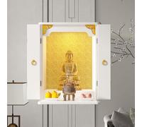 Altar de estatua de Buda Guan Gong montado en la pared, gabinete de Feng Shui para incienso y ofrendas de oración, templo de nicho de madera, mesa de exhibición de meditación china