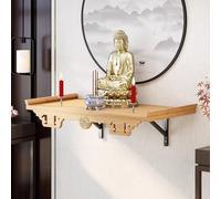 Altar de meditación montado en la pared de madera maciza, santuario budista para oración e incienso, potenciador de espacio espiritual personal